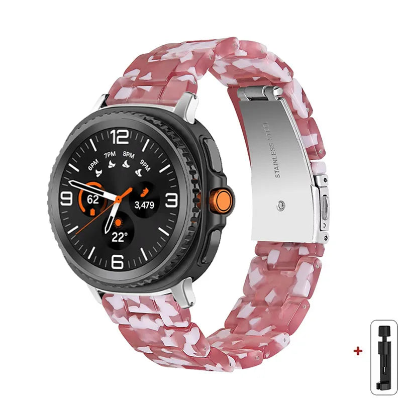 Samsung Galaxy Resin Link Watch Band - Tortoise Women Watch8/Watch8 Classic/Watch9 Ultra/Ultra2