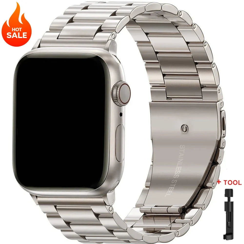 Stainless Steel Link Bracelet Band for Apple Watch Series 1-12, SE, Ultra 1/2/3/4
