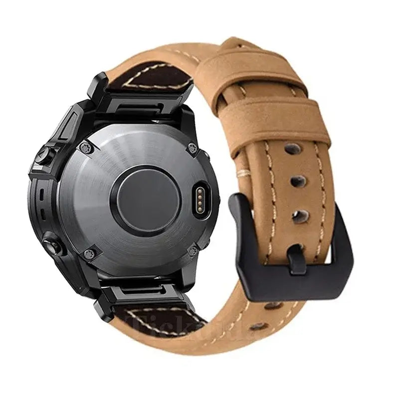 Garmin QuickFit 22/26mm Leather Band with Contrast Stitching