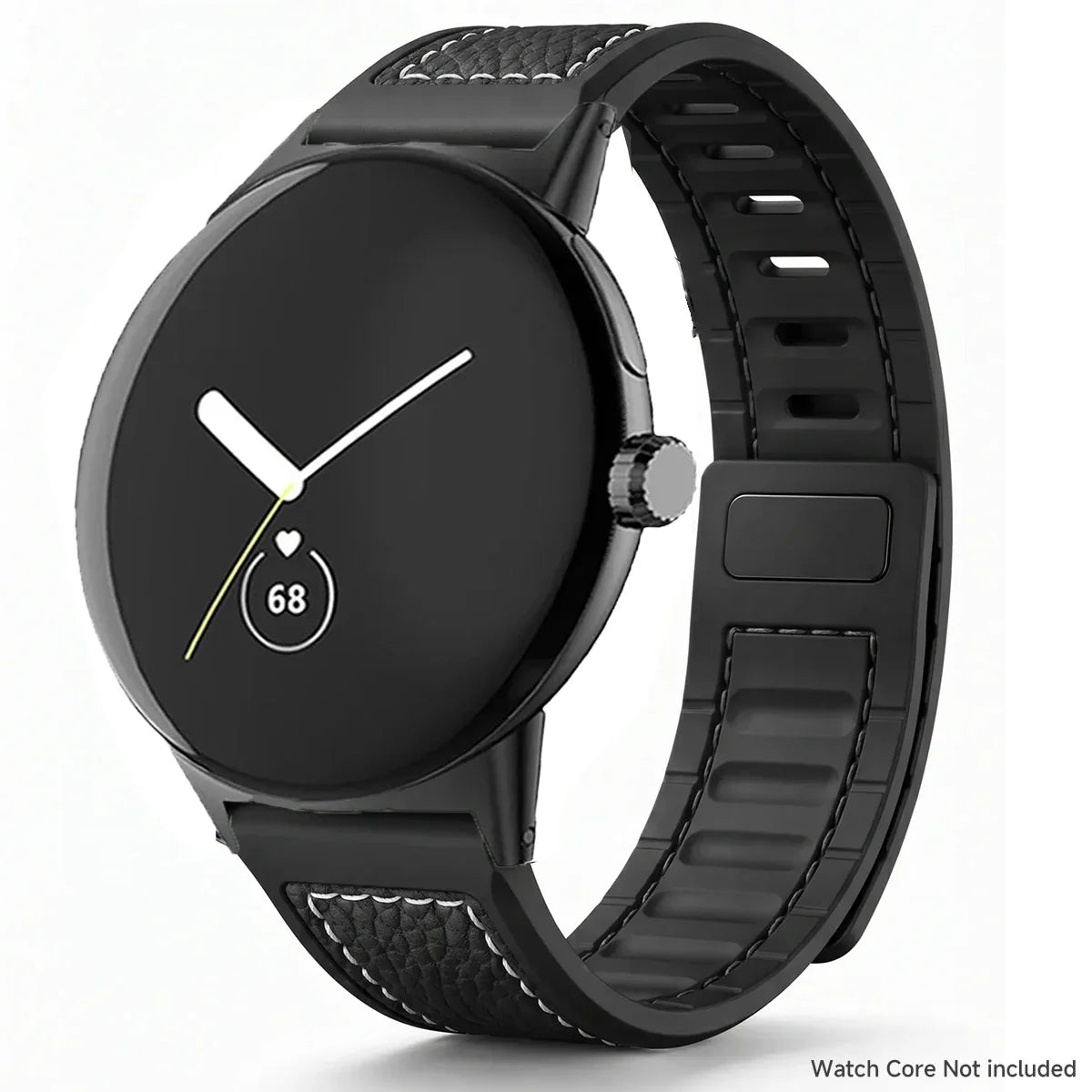 Google Pixel Watch 5, 4 & 3 45mm Litchi Leather Magnetic Band