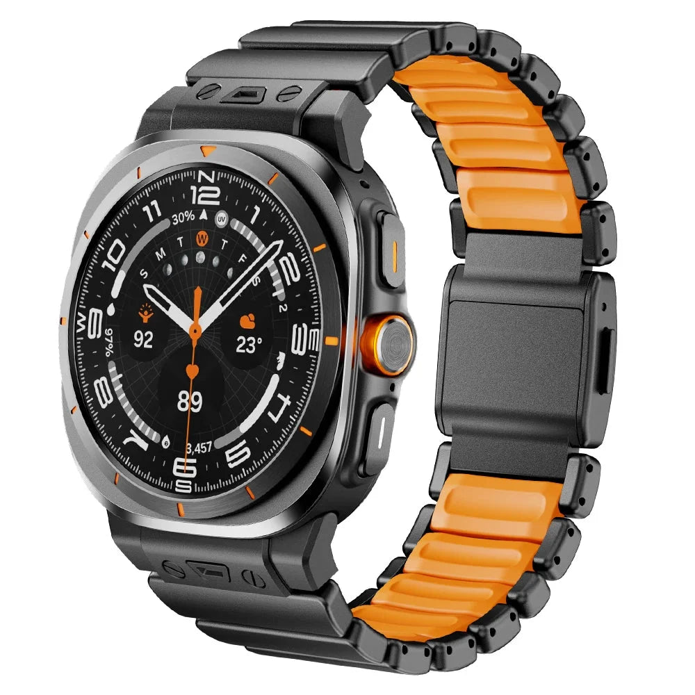 Samsung Galaxy Watch Ultra/Ultra2 Stainless Steel & Silicone Magnetic Band