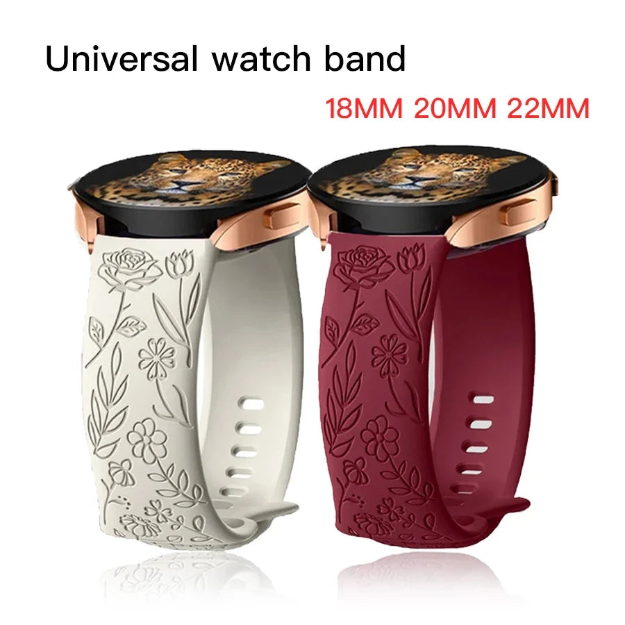 TicWatch Pro 3, E3 & GTH Rose Engraved Silicone Band