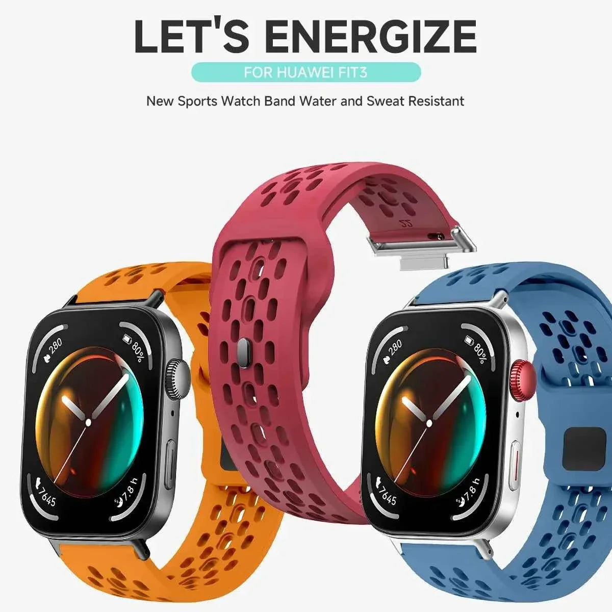 Silicone Band + TPU Case for Huawei Watch Fit 3 – Breathable Strap with Screen Protector
