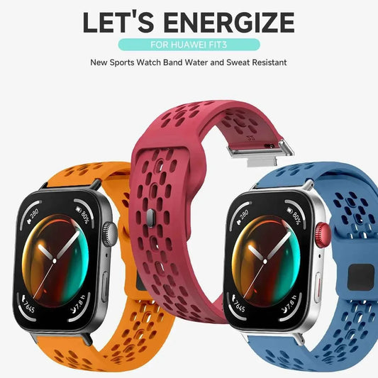 Silicone Band + TPU Case for Huawei Watch Fit 3 – Breathable Strap with Screen Protector