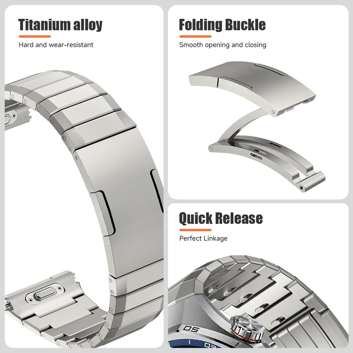 Titanium Metal Band for Huawei Watch GT6 Pro 46mm – No Gap Quick Release Bracelet