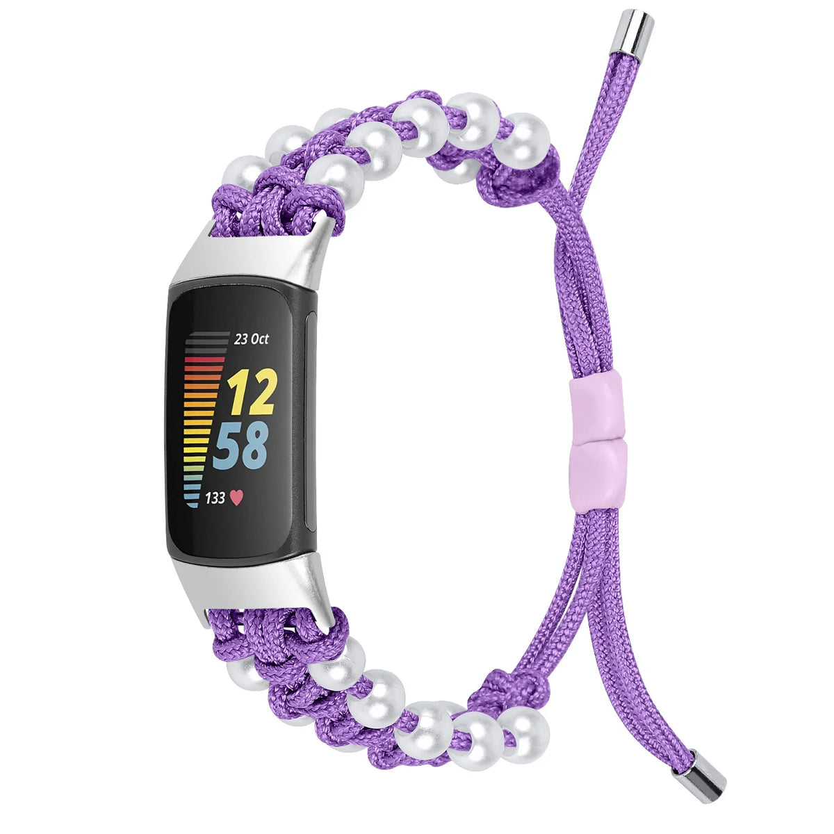 Fitbit Charge 6, 5, 4, 3 & 2 Braided Rope Band with Pearl-Style Beads