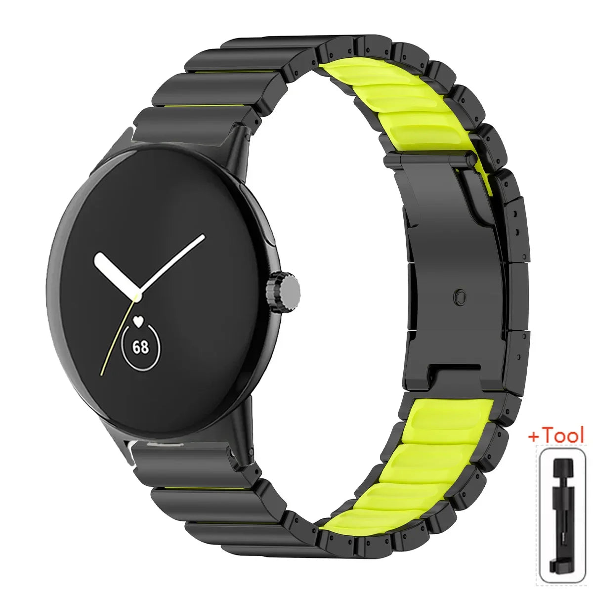 Google Pixel Watch 5, 4 & 3 45mm Titanium & Silicone Link Band