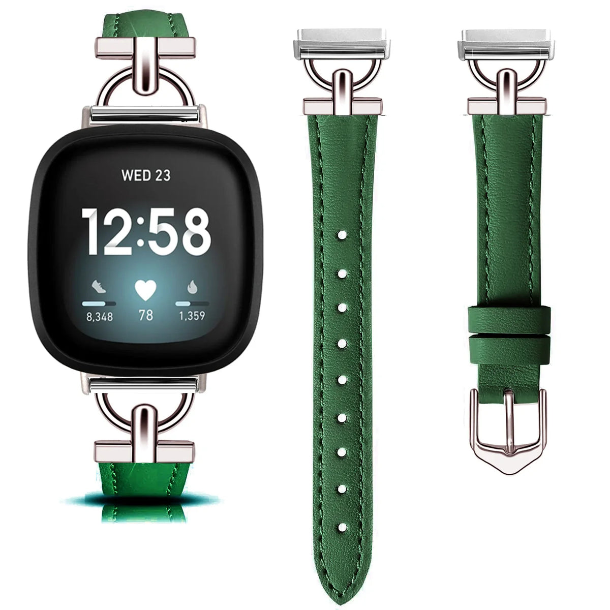 Fitbit Versa 4, Versa 3, Sense 2 & Sense Slim Leather Band, D-Link