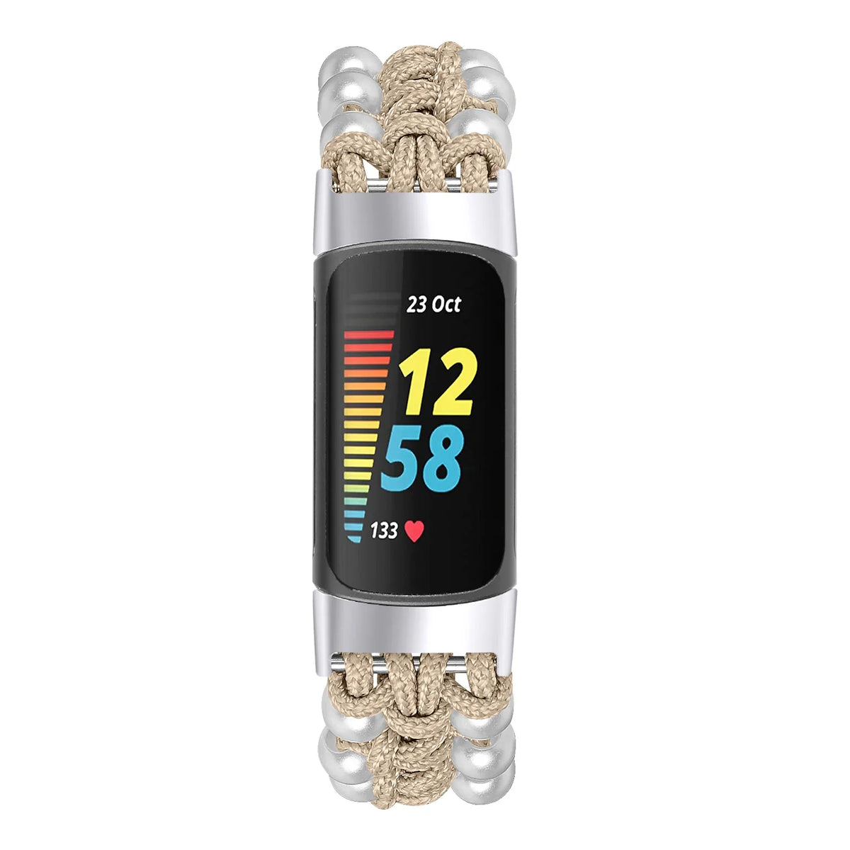 Fitbit Charge 6, 5, 4, 3 & 2 Braided Rope Band with Pearl-Style Beads