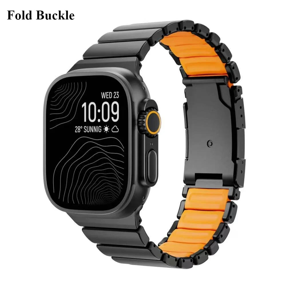 Titanium & Rubber Band for Apple Watch Series 1–12, SE & Ultra 1–4