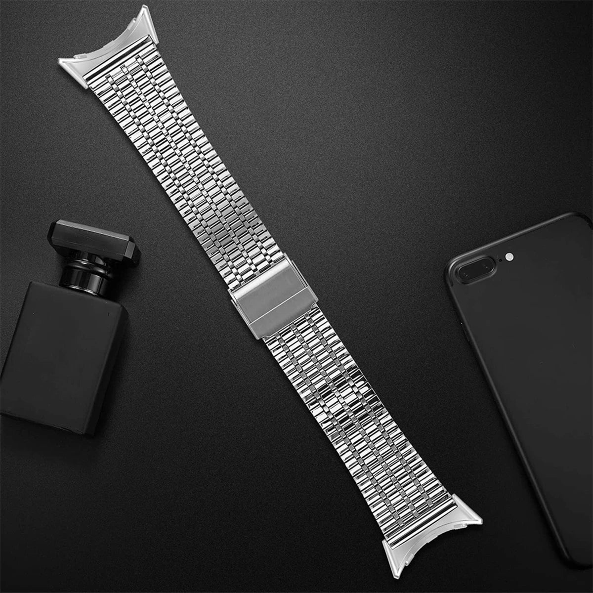 Google Pixel Watch 5, 4 & 3 Seven-Bead Stainless Steel Link Band