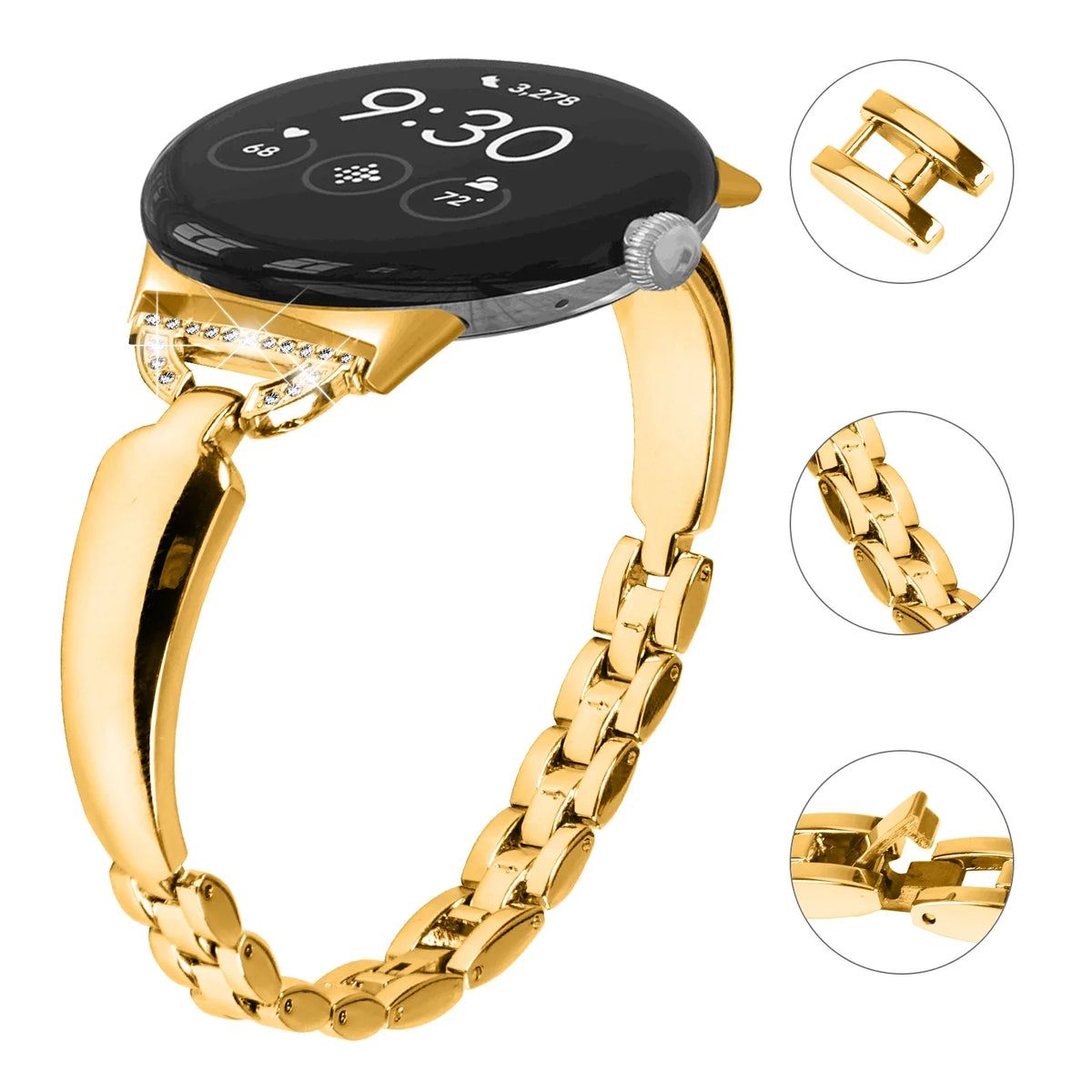 Google Pixel Watch 5, 4 & 3 41mm Slim Bling Chain Bracelet Band