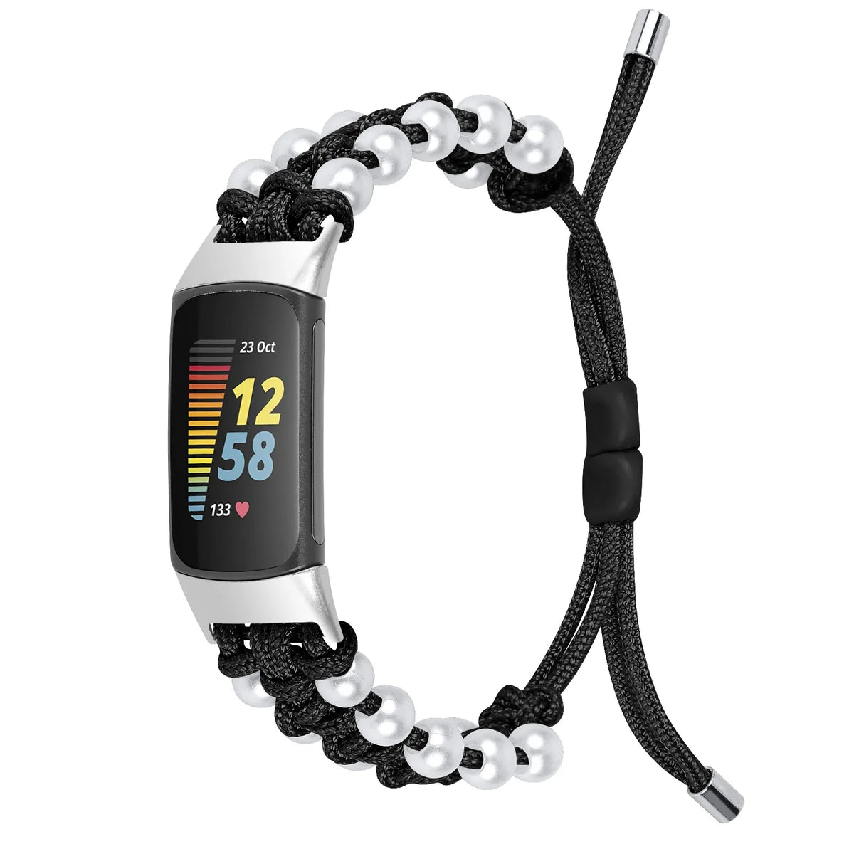 Fitbit Charge 6, 5, 4, 3 & 2 Braided Rope Band with Pearl-Style Beads