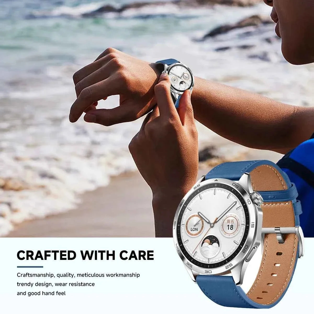 Leather Watch Strap for Huawei Watch GT3 / GT4 / 4 Pro – 20mm & 22mm