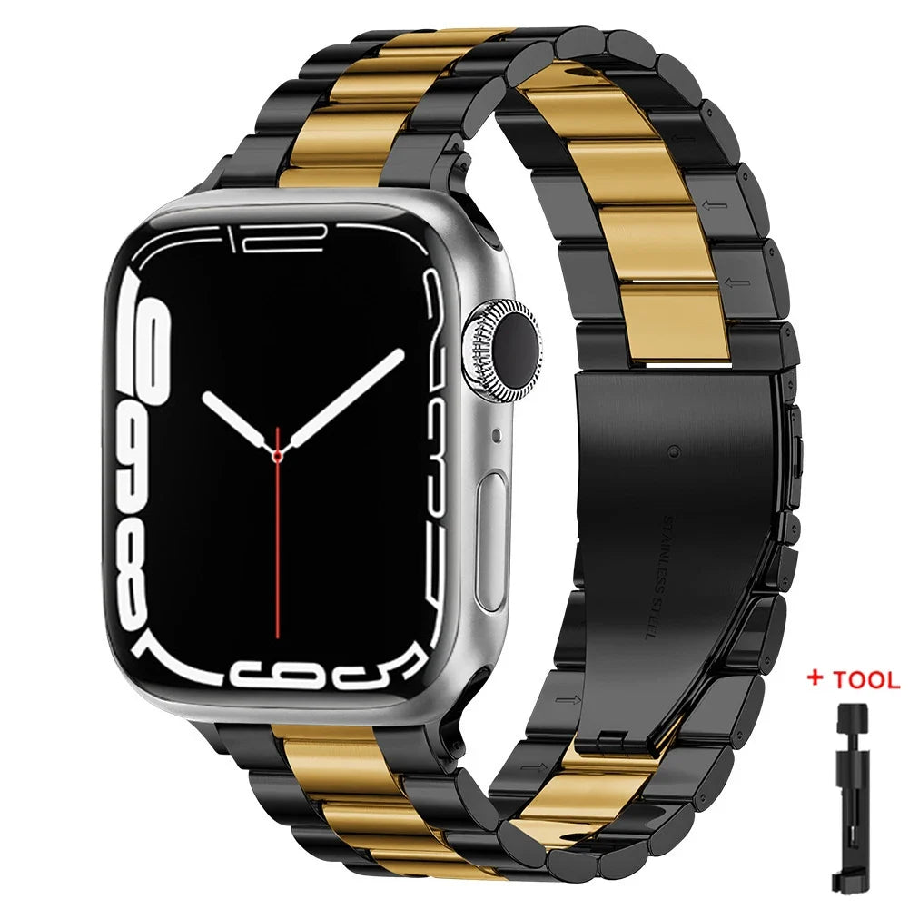 Stainless Steel Link Bracelet Band for Apple Watch Series 1-12, SE, Ultra 1/2/3/4