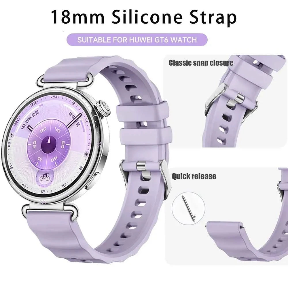 18mm Silicone Sport Band for Huawei Watch GT6 / GT5 / GT5 Pro / GT4 41mm – Quick Release Wristband