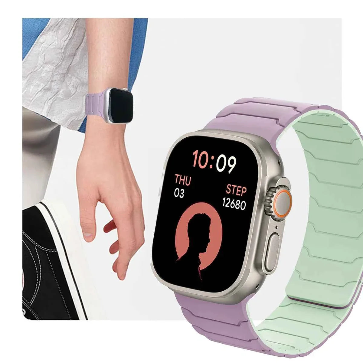 Magnetic Silicone Apple Watch Band – Sport Bracelet | Series 10/9/8/7/6/SE & Ultra | 38-49mm