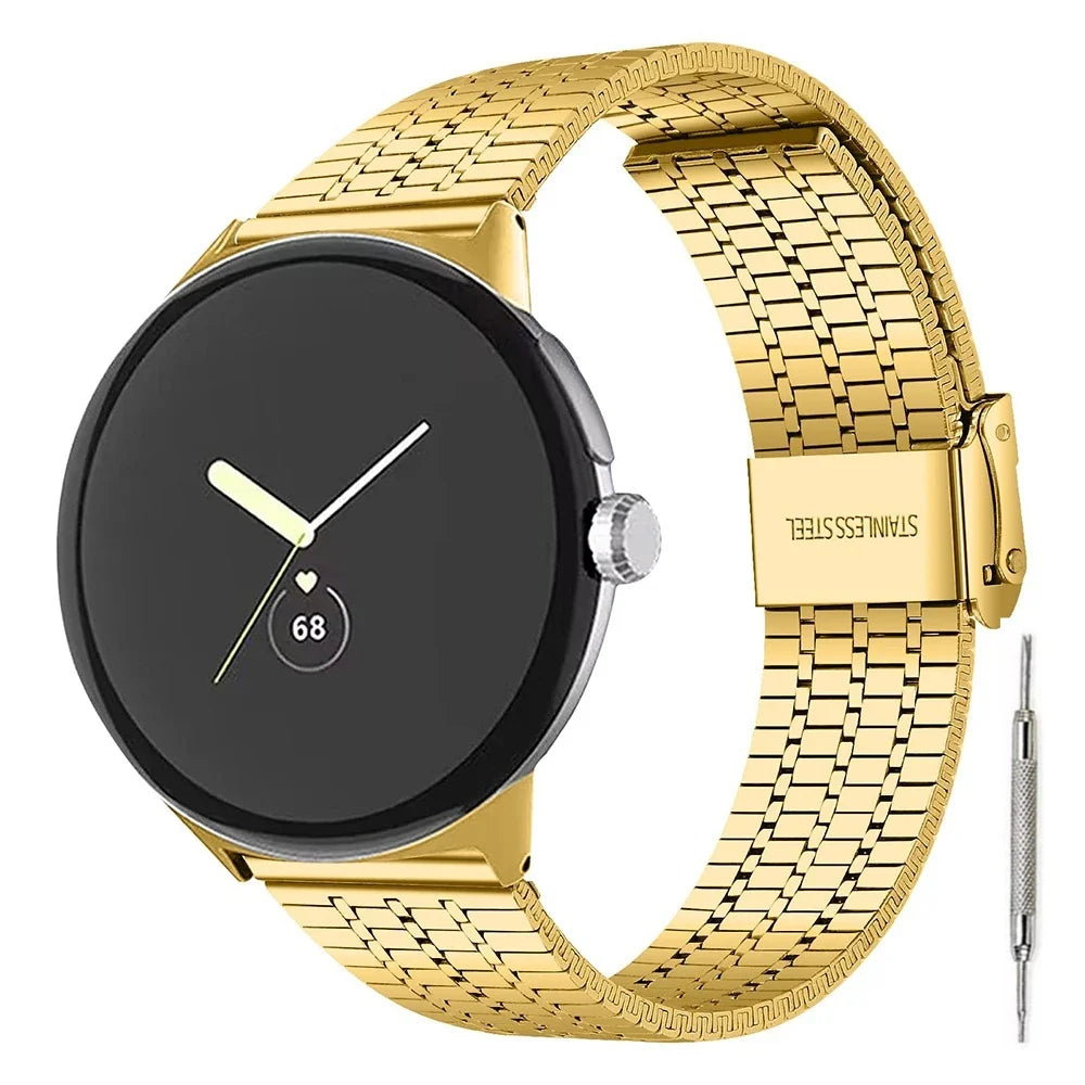 Google Pixel Watch 5, 4 & 3 Seven-Bead Stainless Steel Link Band