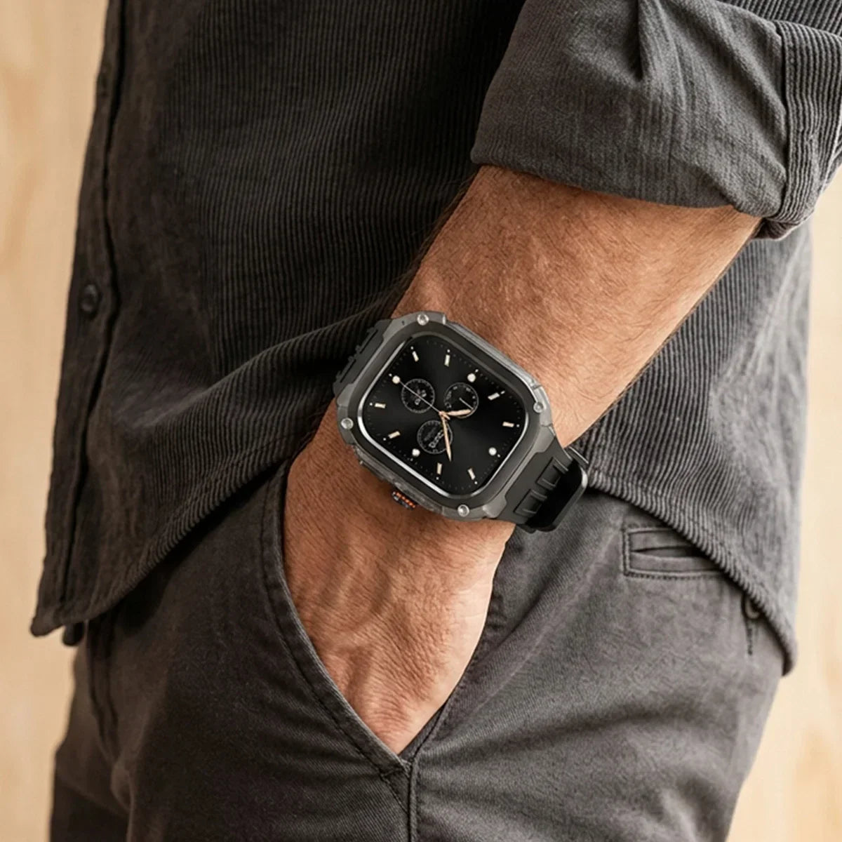 Silicone Strap & Zinc Alloy Bezel Kit for Apple Watch Ultra 1/2/3 49mm