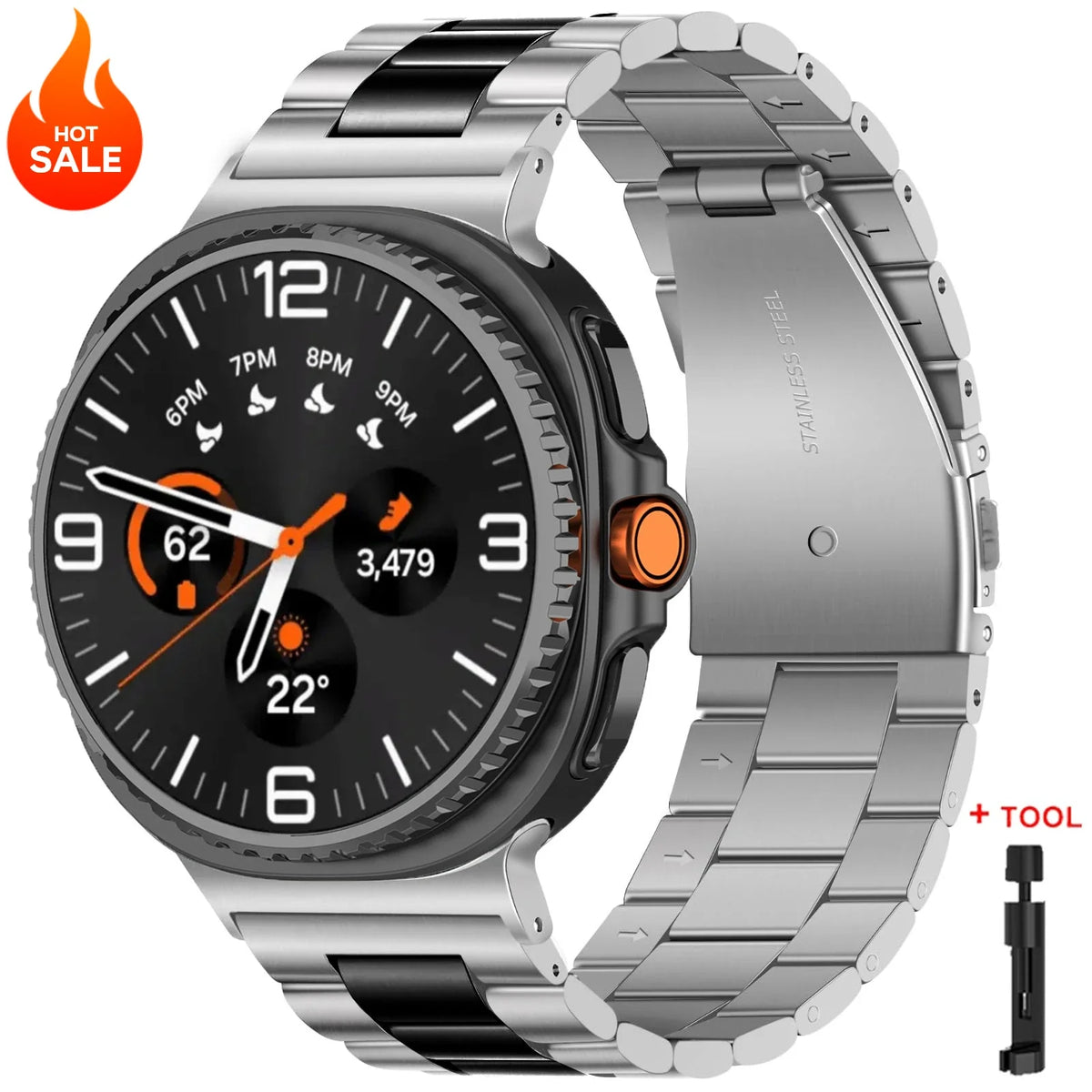 Original Adapter Stainless Steel Band for Samsung Galaxy Watch 8 & 9 / 8 Classic / Ultra 47mm – Metal Bracelet