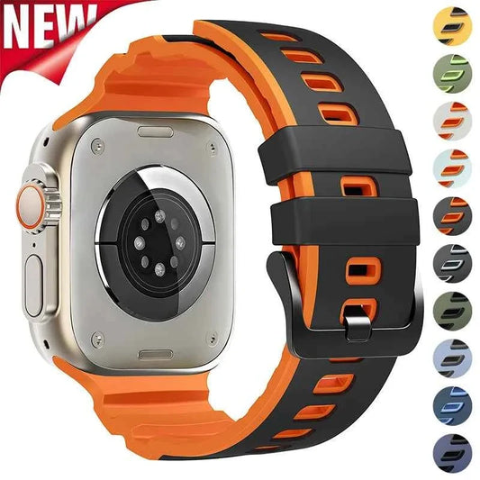 Apple Watch Two Tone Sport Strap | Ultra 3/2/1 49mm / Series 11-10 46mm / Series 9-8-7 45mm / Series 6-SE-5-4 44mm Silicone Band