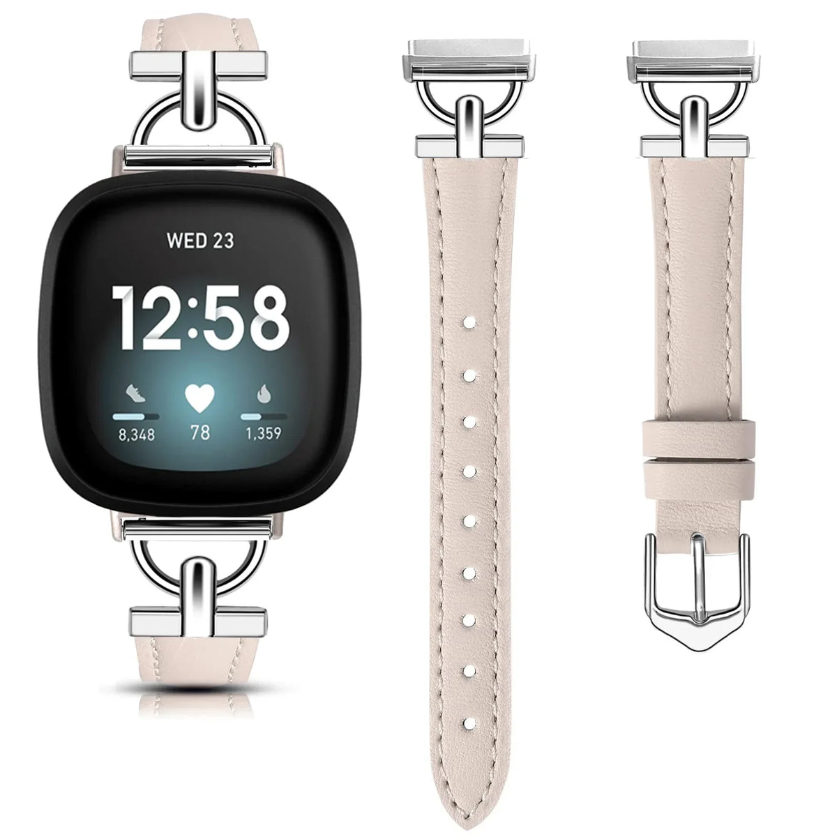 Fitbit Versa 4, Versa 3, Sense 2 & Sense Slim Leather Band, D-Link