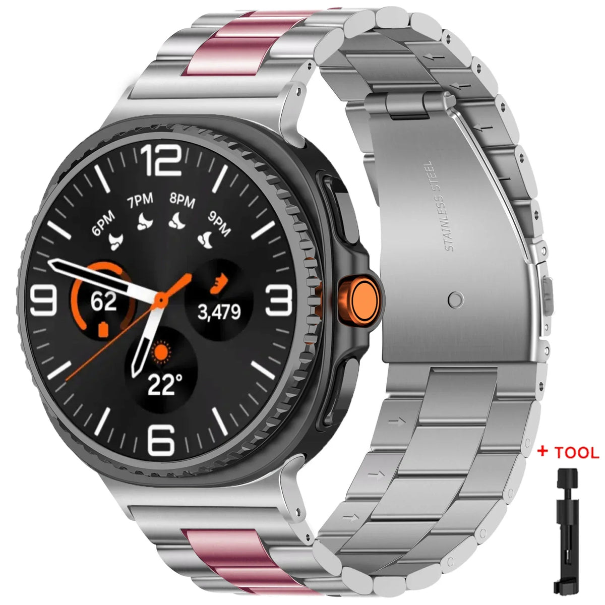 Original Adapter Stainless Steel Band for Samsung Galaxy Watch 8 & 9 / 8 Classic / Ultra 47mm – Metal Bracelet