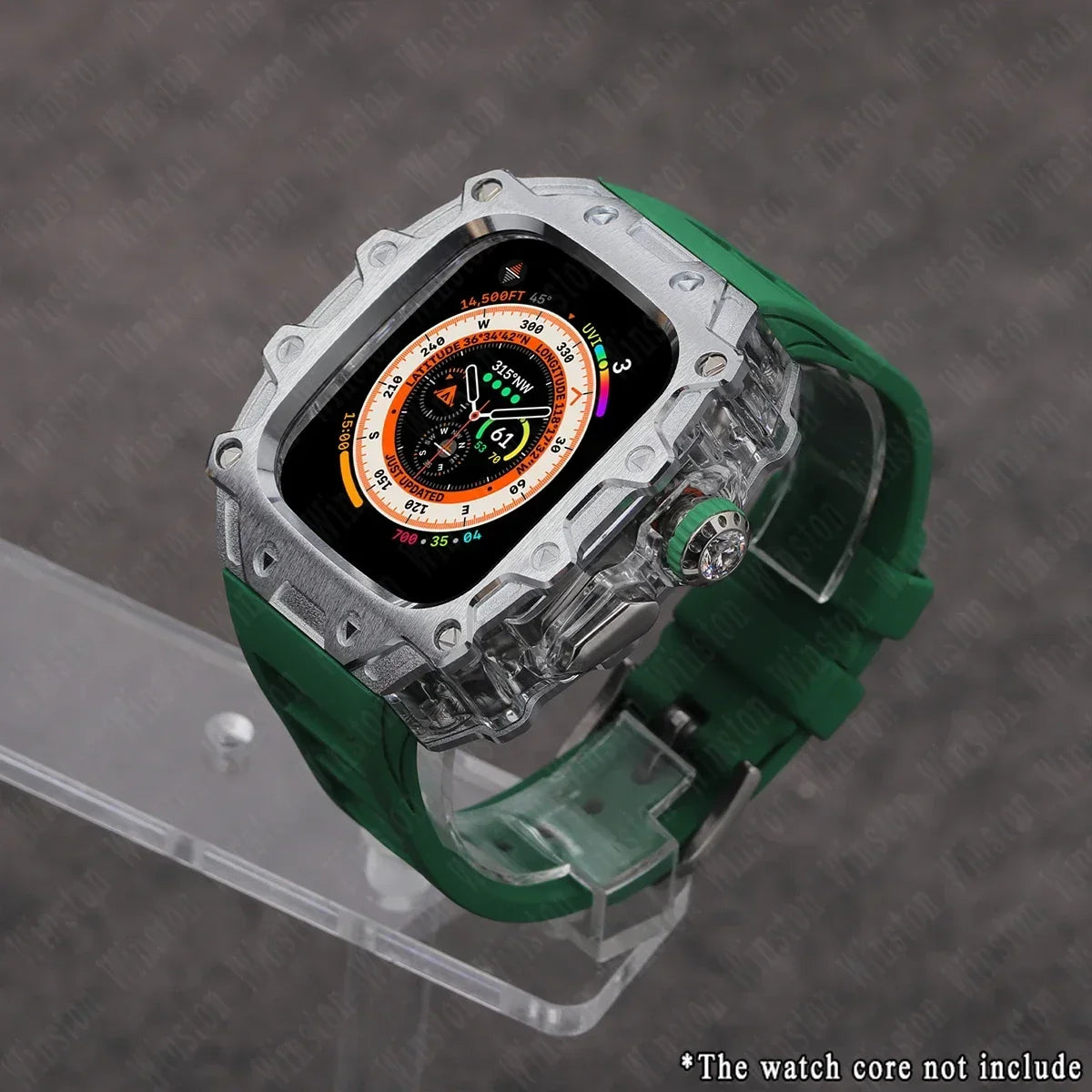 Luxury Modification Kit for Apple Watch Ultra 2/1 49MM – Stainless Steel Case & Rubber Strap