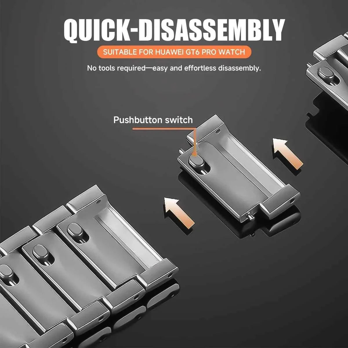Titanium Metal Band for Huawei Watch GT6 Pro 46mm – No Gap Quick Release Bracelet