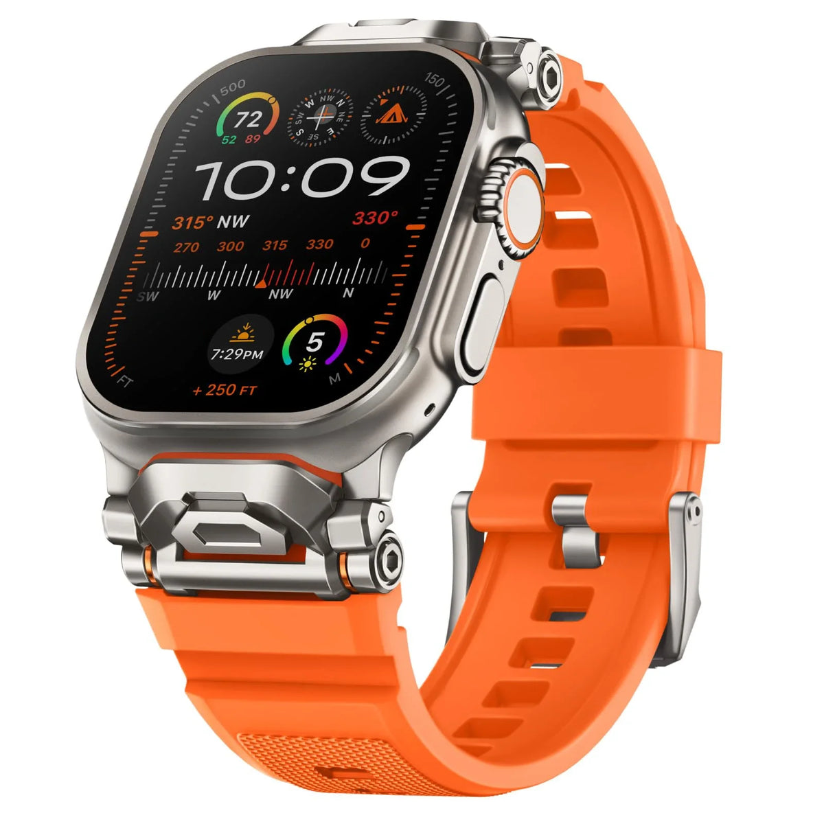 Sport Silicone Apple Watch Band – Titanium Finish | Series 11/10/9/8/7/6/SE & Ultra 1/2/3 | 42–49mm