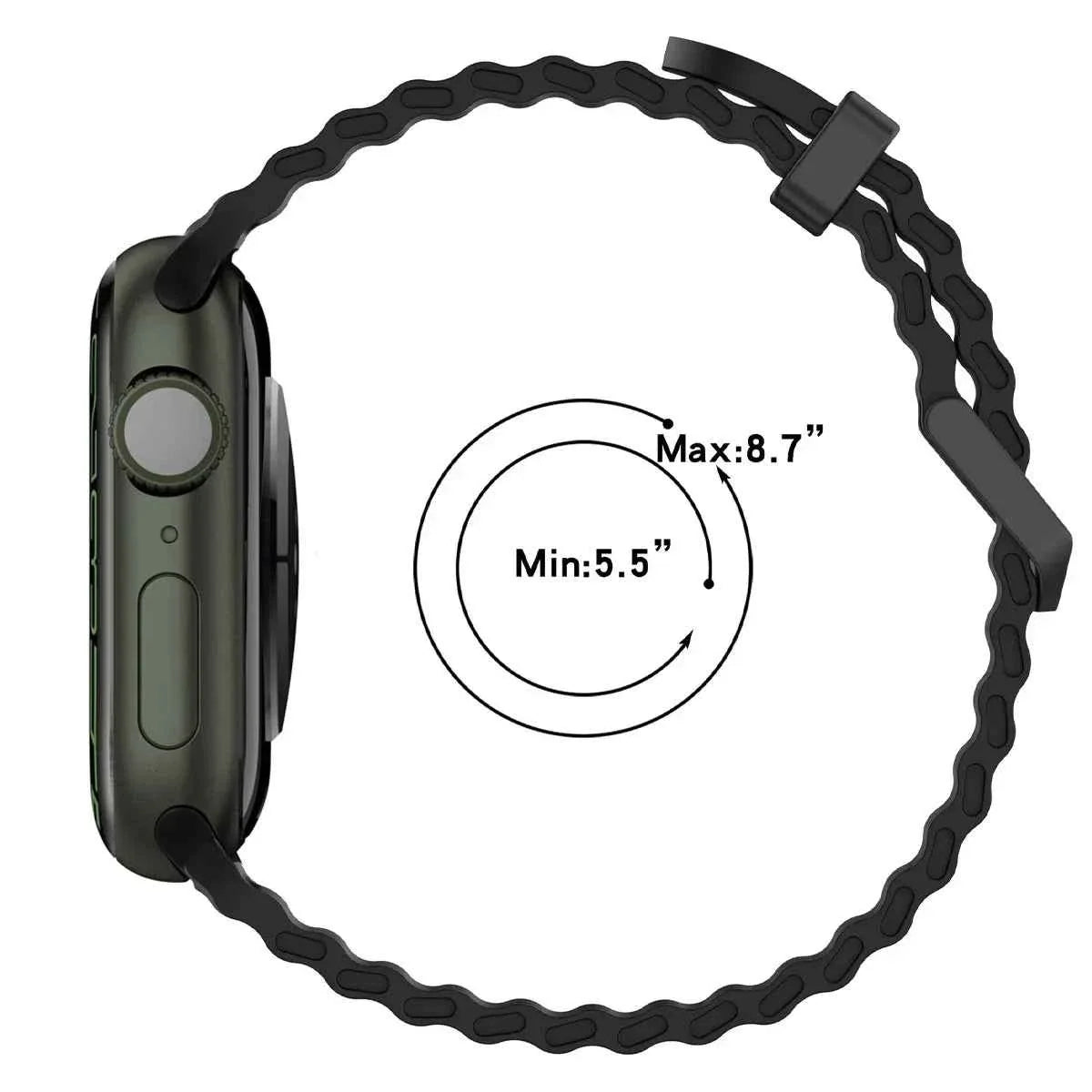 Ocean Sport Silicone Strap for Apple Watch Ultra 1/2/3 49mm – Series 11/10/9/8/7/6/SE/5 46/45/44/42mm