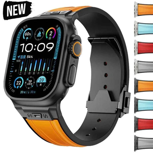 Luxury Sport Silicone Strap for Apple Watch Ultra 3/2 49mm – Series 11/10/9/8/7/6/SE 46/45/44/42mm