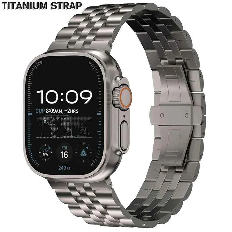 Titanium Metal Apple Watch Band – Fold Buckle Bracelet | Ultra 1/2/3 49mm