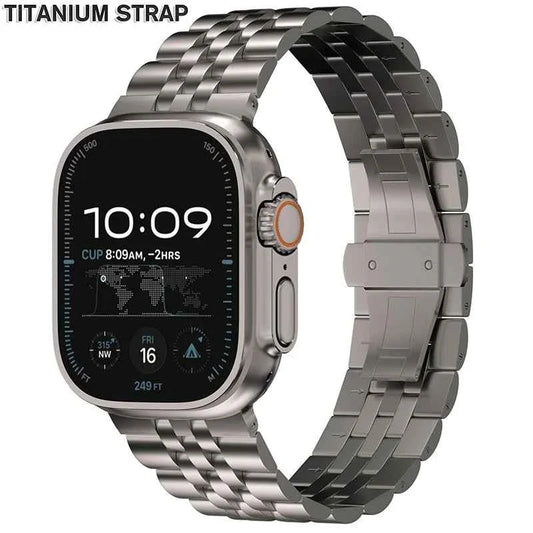 Titanium Metal Apple Watch Band – Fold Buckle Bracelet | Ultra 1/2/3 49mm