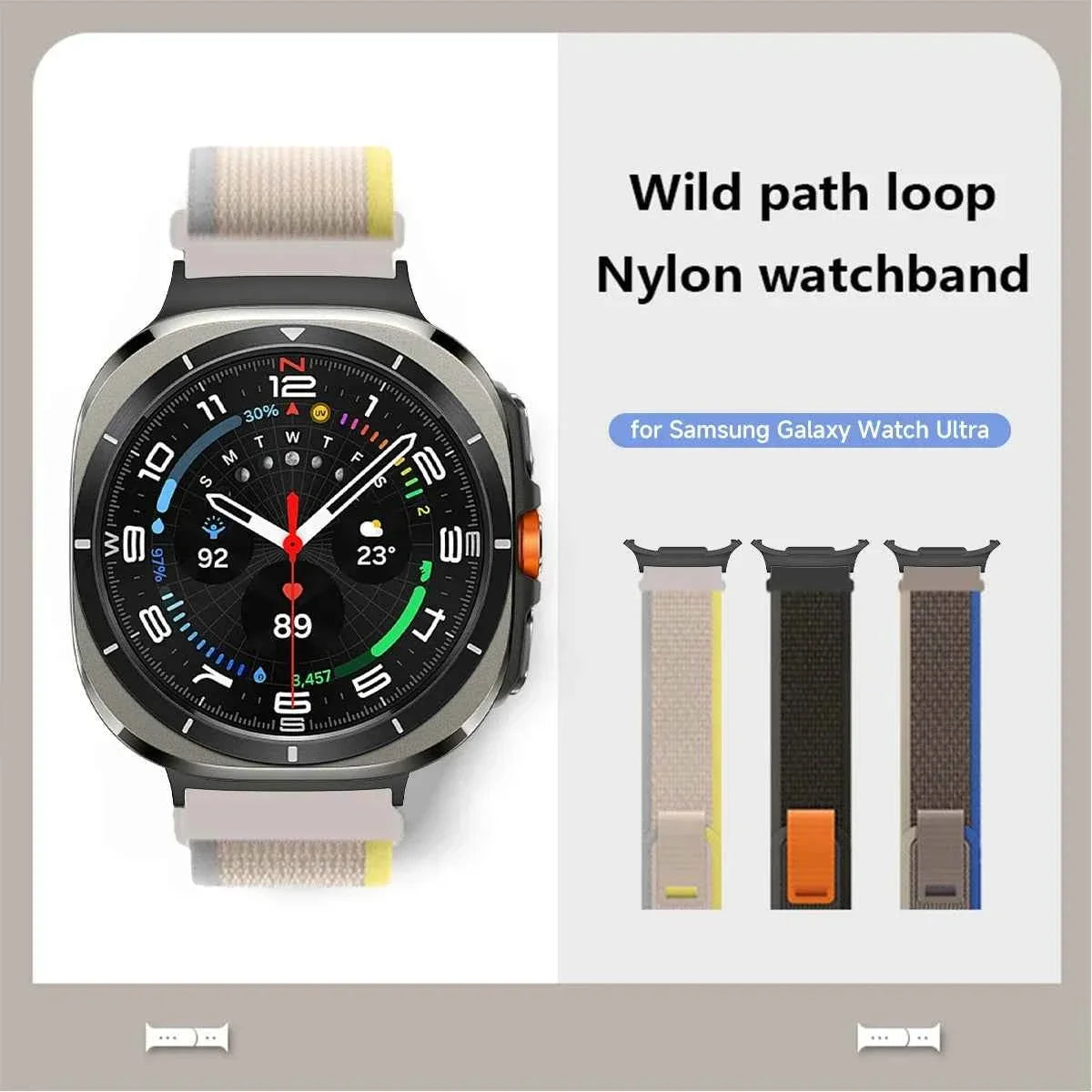 Samsung Galaxy Watch Trail Nylon Loop Band | Watch 9 & 8 40mm 44mm / Watch 8 Classic 46mm / Galaxy Ultra 47mm Sport Strap
