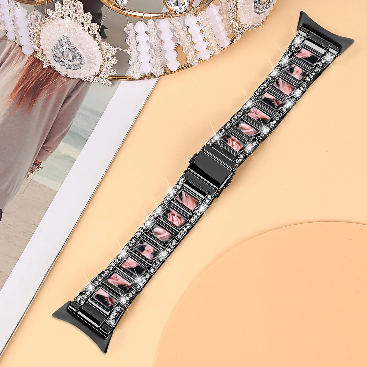 Google Pixel Watch 5, 4 & 3 41mm Resin Inlay Link Bracelet Band