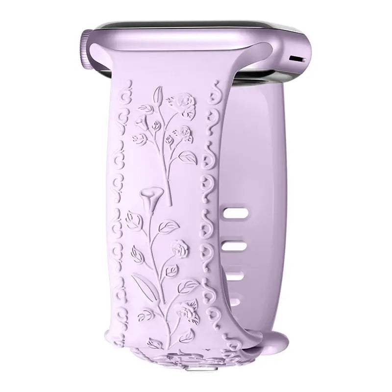 Apple Watch Silicone Band - Floral Engraved - Stylish Design