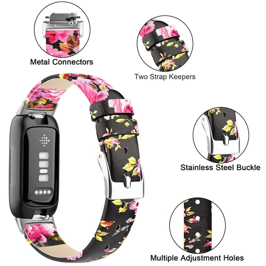 Fitbit Inspire 3, Inspire 2 & Ace 3 Leather Band, Floral & Solid