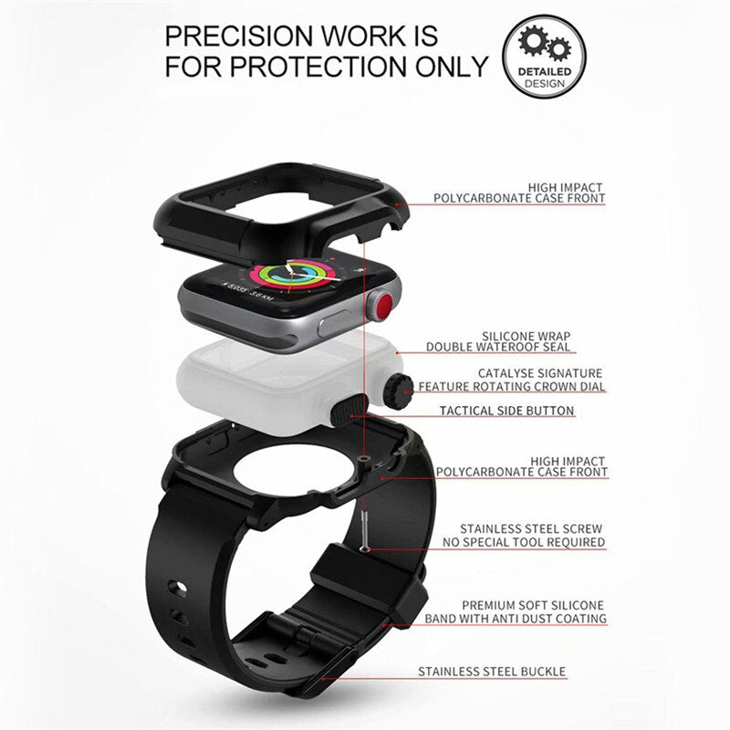Silicone Band+Case For Apple Watch Strap - Stylish Protection