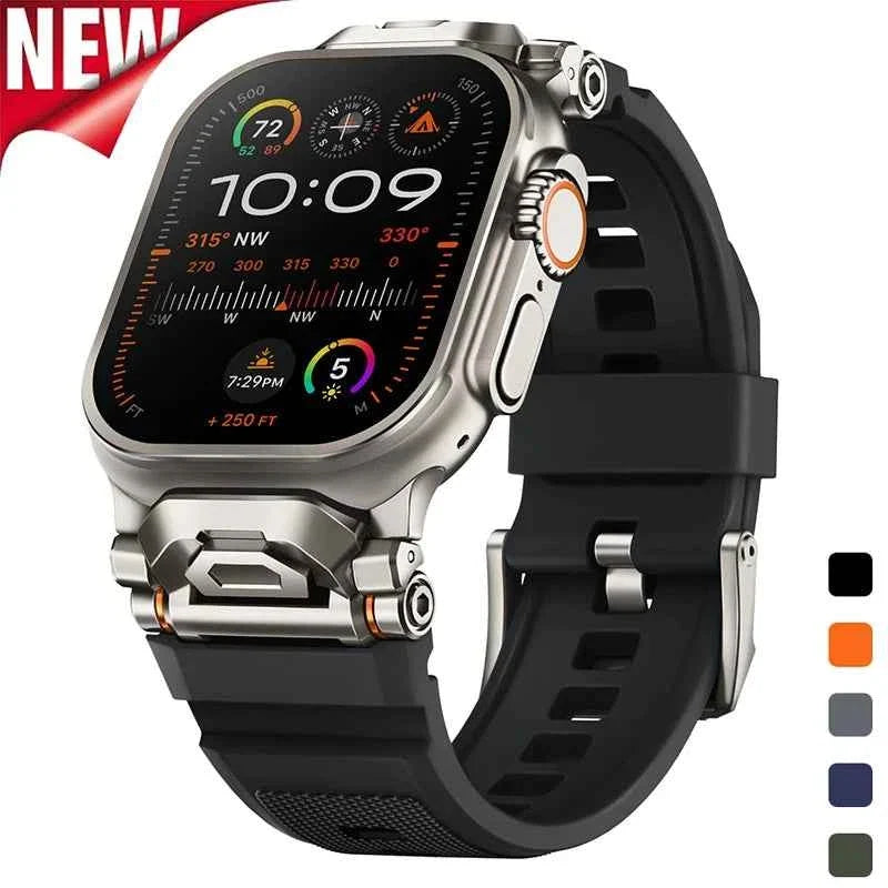 Sport Silicone Apple Watch Band – Titanium Finish | Series 11/10/9/8/7/6/SE & Ultra 1/2/3 | 42–49mm