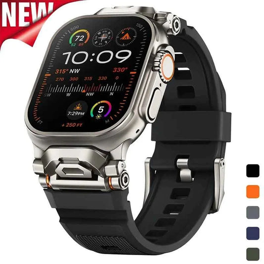 Sport Silicone Apple Watch Band – Titanium Finish | Series 11/10/9/8/7/6/SE & Ultra 1/2/3 | 42–49mm