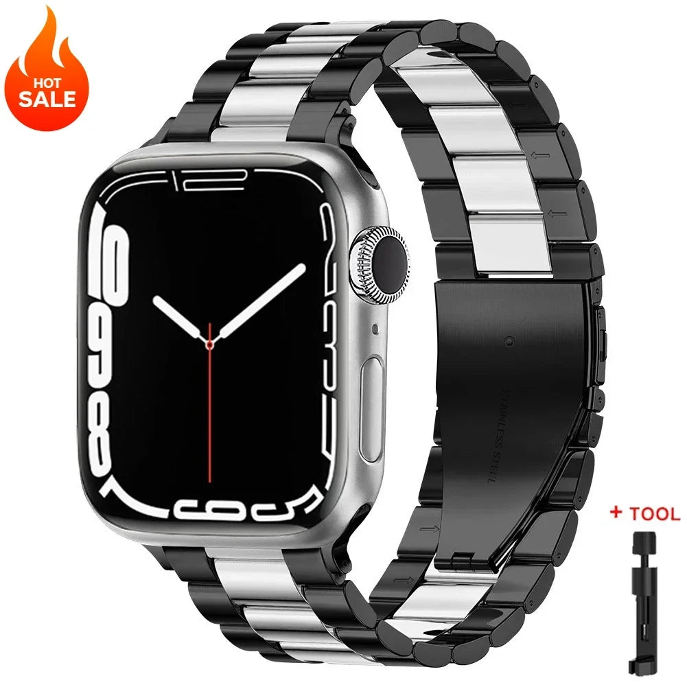 Stainless Steel Link Bracelet Band for Apple Watch Series 1-12, SE, Ultra 1/2/3/4