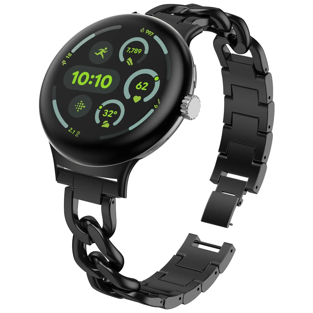 Google Pixel Watch 5, 4 & 3 Chain Link Stainless Steel Band