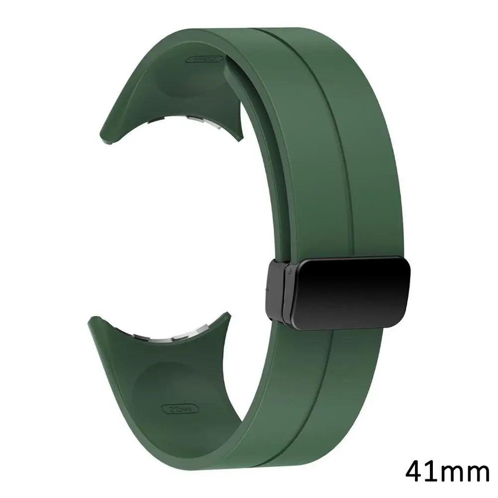 Google Pixel Watch 5, 4 & 3 Silicone Band, Magnetic Folding Buckle