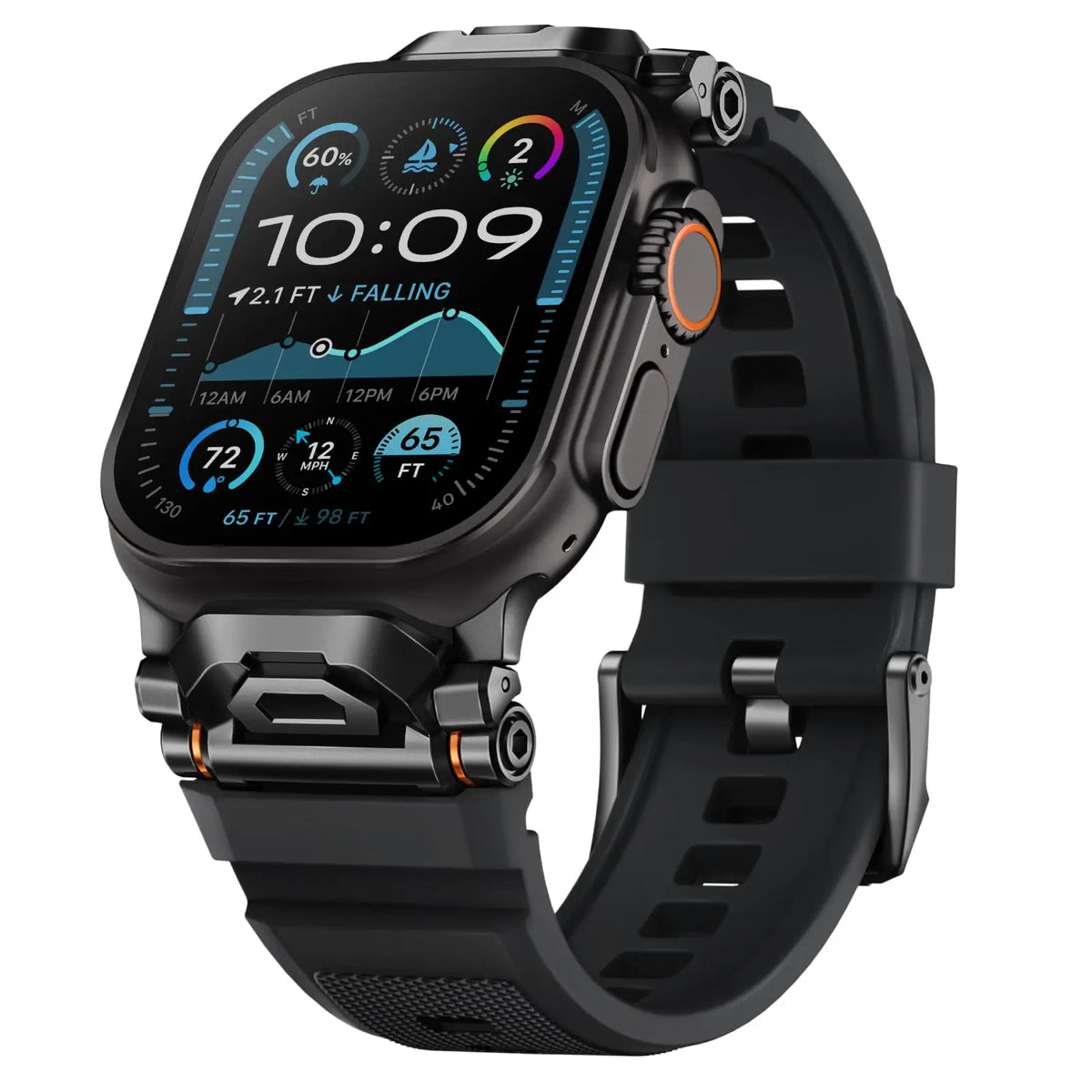 Sport Silicone Apple Watch Band – Titanium Finish | Series 11/10/9/8/7/6/SE & Ultra 1/2/3 | 42–49mm