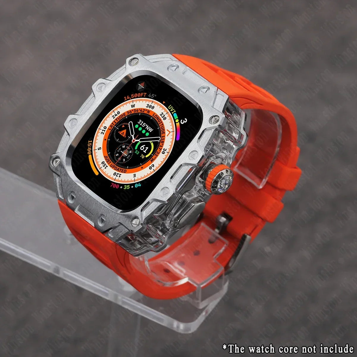 Luxury Modification Kit for Apple Watch Ultra 2/1 49MM – Stainless Steel Case & Rubber Strap