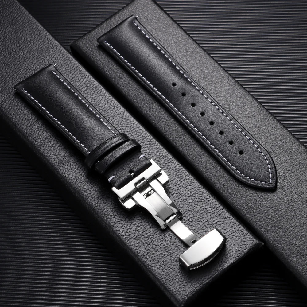 TicWatch Pro 3, E3 & GTH Leather Band with Butterfly Clasp
