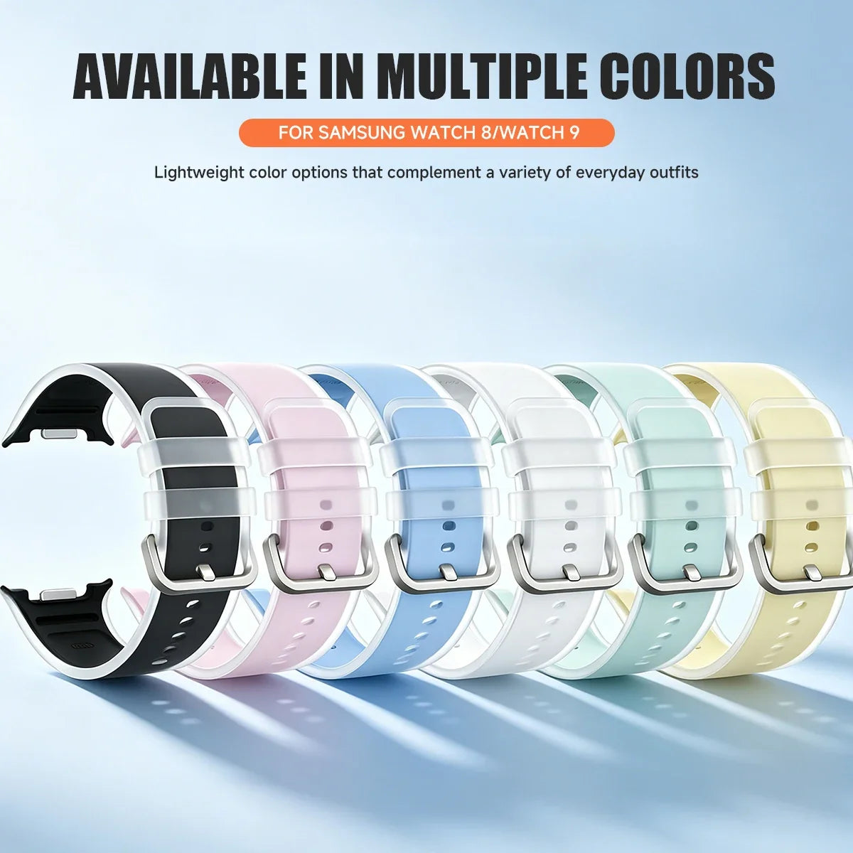 Clear Jelly Silicone Band for Samsung Galaxy Watch 8 & 9 (40/44mm) & 8 Classic 46mm