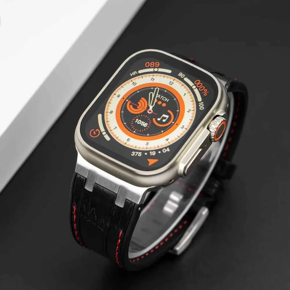 Leather Silicone Sport Band for Apple Watch Ultra 3/2/1 49mm – Series 11/10/9/8/7/6/SE/5/4/3 45/44/42/41/40/38mm