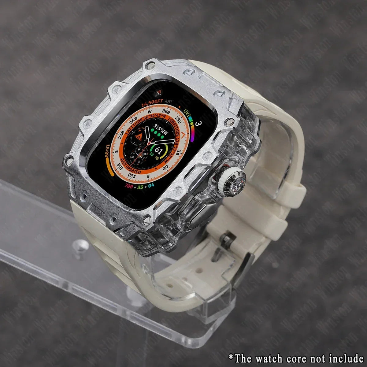 Luxury Modification Kit for Apple Watch Ultra 2/1 49MM – Stainless Steel Case & Rubber Strap